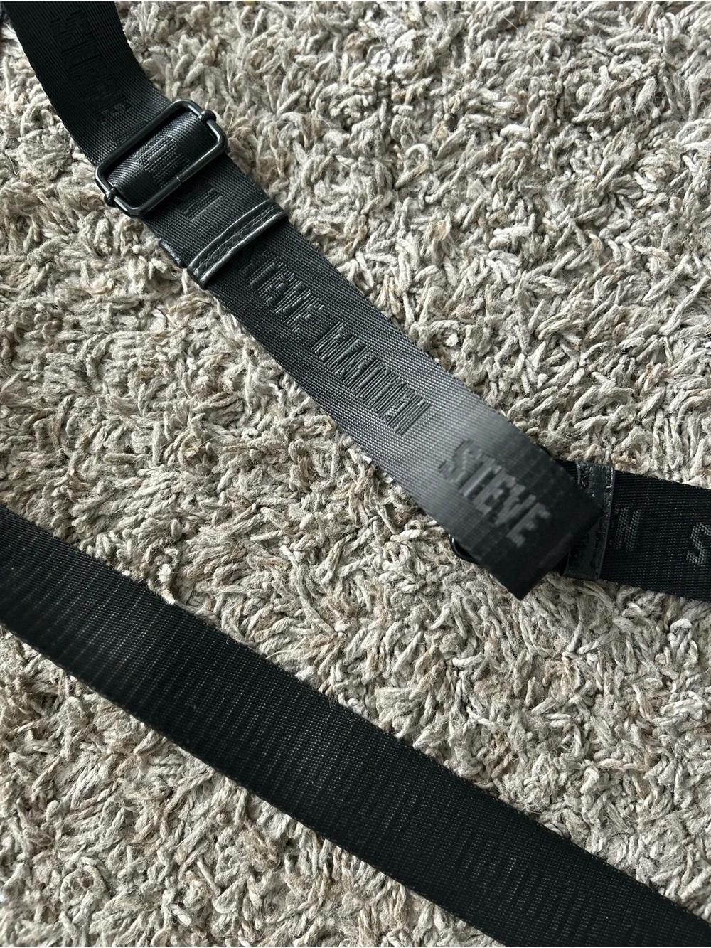 Steve Madden Black Quilted Crossbody Bag | Logo Strap Sling Bag
